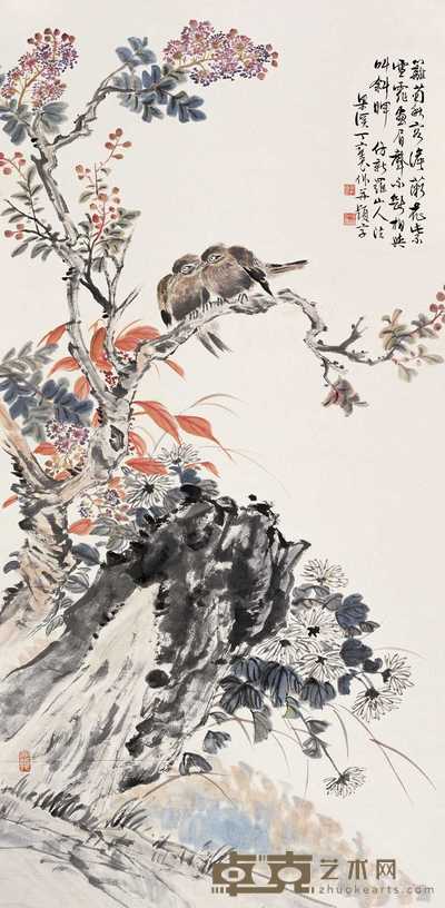 丁宝书 花鸟图 立轴 138×68.5cm